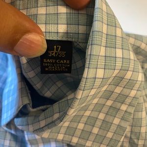 Club Room blue and white plaid shirt. Size 17 34/35.